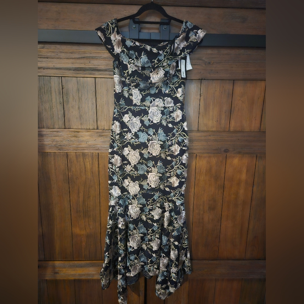 Xscape Floral Stitch Women's Off-Shoulder Dress